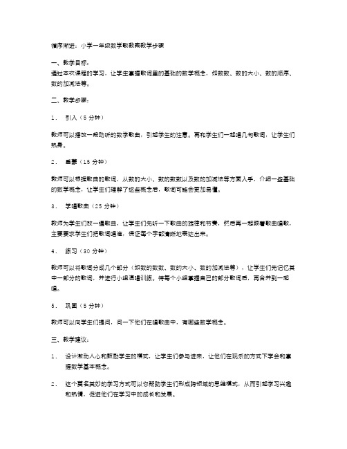 循序渐进：小学一年级数学歌教案教学步骤