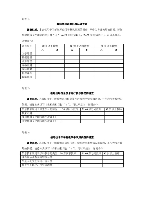 教师使用计算机情况调查表