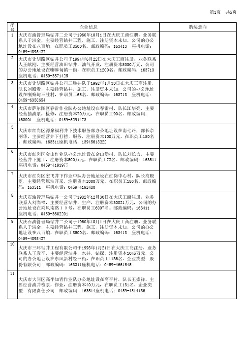 大庆企业名录