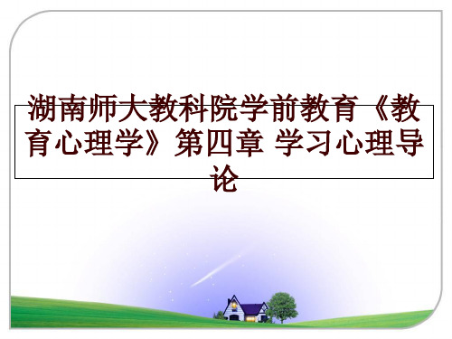 湖南师大教科院学前教育《教育心理学》第四章 学习心理导论ppt课件