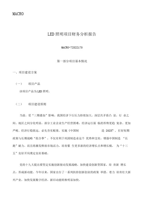 LED照明项目财务分析报告