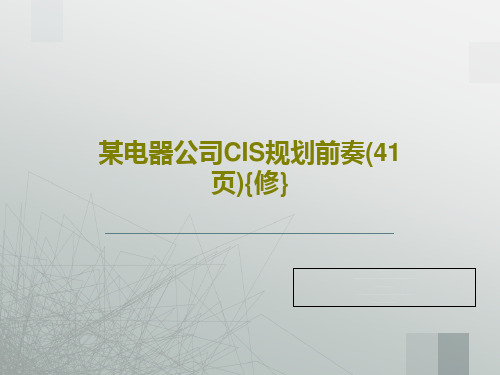 某电器公司CIS规划前奏(41页){修}PPT文档共43页