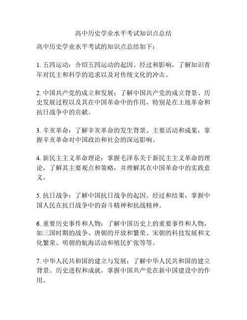 高中历史学业水平考试知识点总结