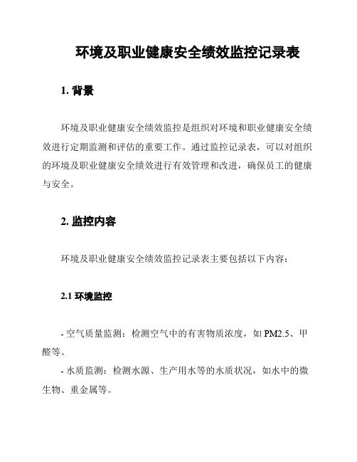 环境及职业健康安全绩效监控记录表