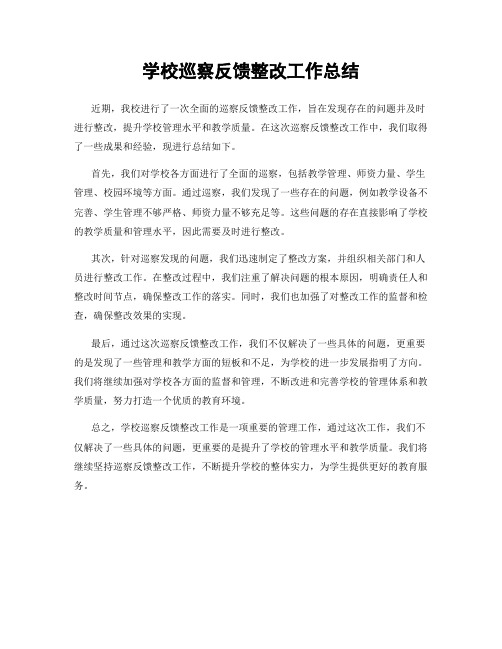 学校巡察反馈整改工作总结