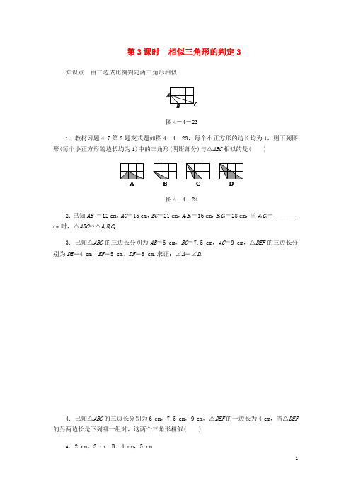 北师大版九年级数学上册第四章图形的相似4.4探索三角形相似的条件第3课时相似三角形的判定3同步练习及答案