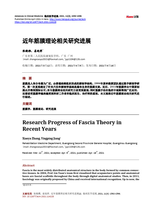 近年筋膜理论相关研究进展