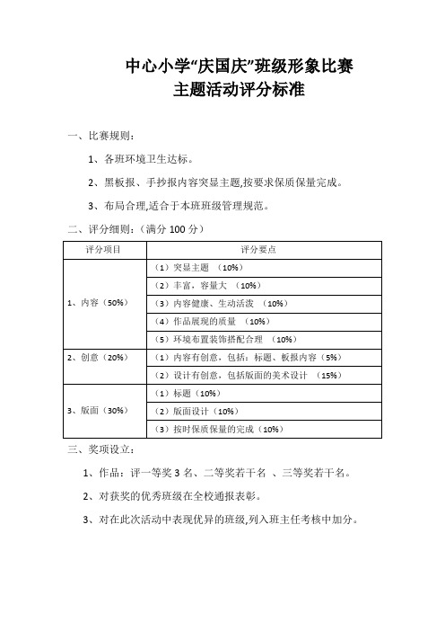 班级形象比赛评分标准