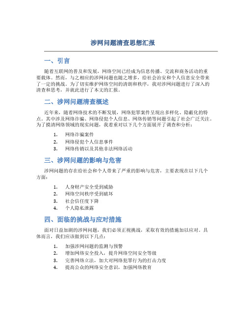 涉网问题清查思想汇报