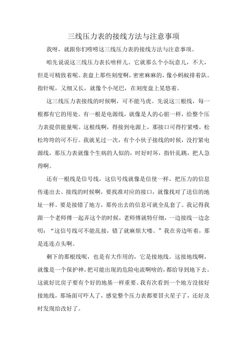 三线压力表的接线方法与注意事项