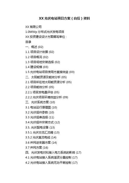 XX光伏电站项目方案（自投）资料