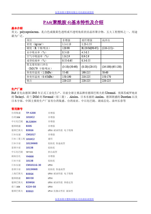 PA6(聚酰胺6)基本特性及介绍