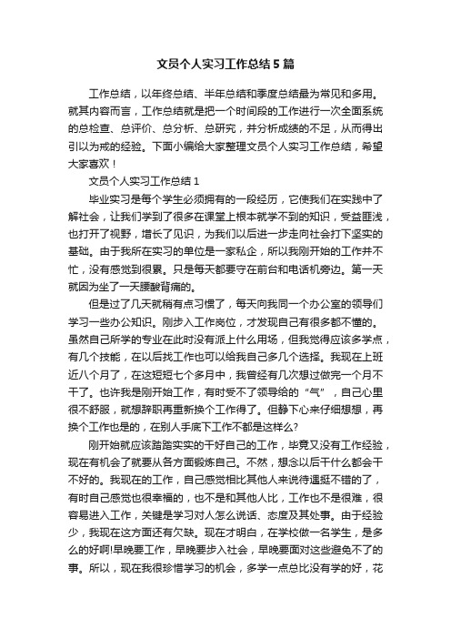 文员个人实习工作总结5篇