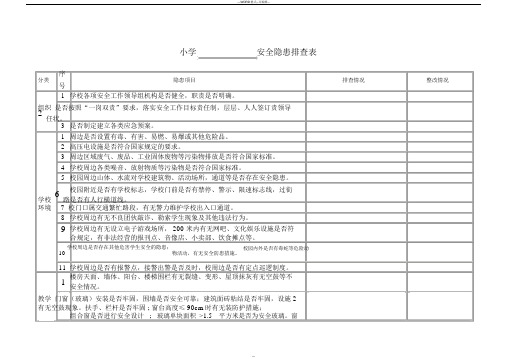 小学安全隐患排查表