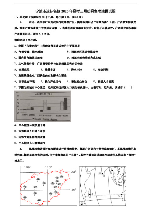 宁波市达标名校2020年高考三月仿真备考地理试题含解析