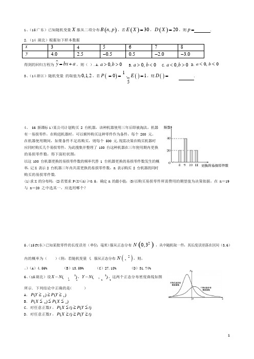 高中数学统计与概率习题精选(可编辑修改word版)