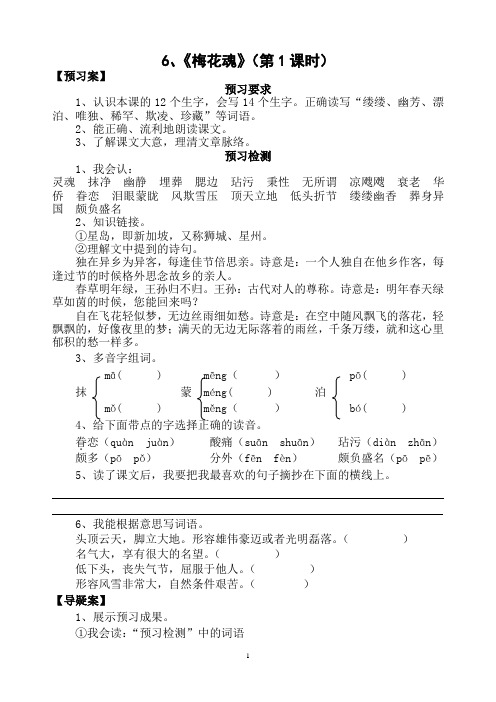 梅花魂   导学案doc