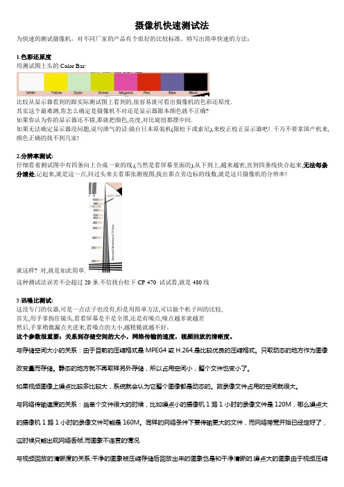 摄像机快速测试法