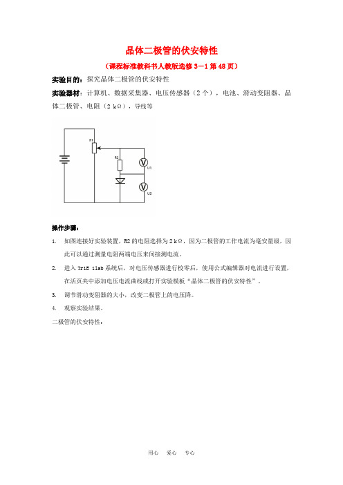 高中物理 数字化电学实验：二极管的伏安特性曲线素材 新人教版选修3-1