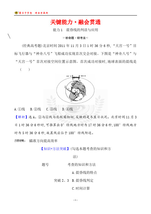 地理高考复习关键能力 融会贯通 晨昏线的判读与应用(附答案解析)