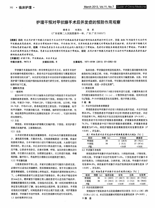 护理干预对甲状腺手术后并发症的预防作用观察