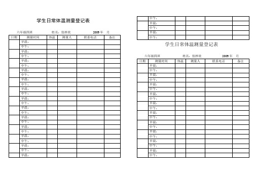 学生日常体温测量登记表