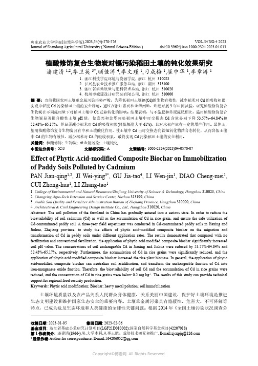 植酸修饰复合生物炭对镉污染稻田土壤的钝化效果研究