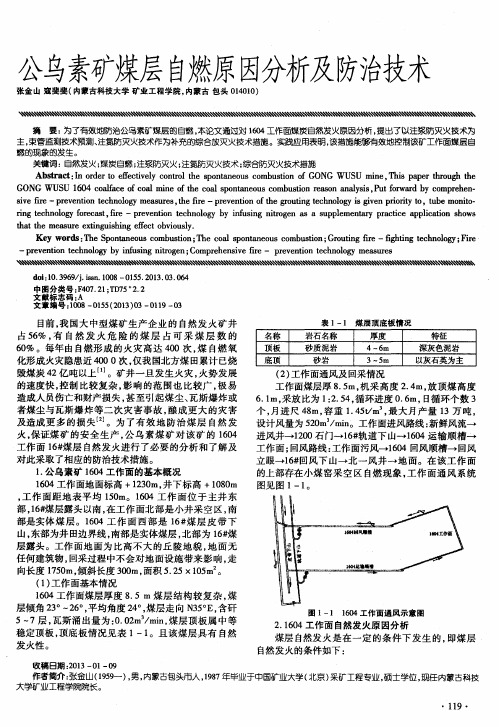 公乌素矿煤层自燃原因分析及防治技术