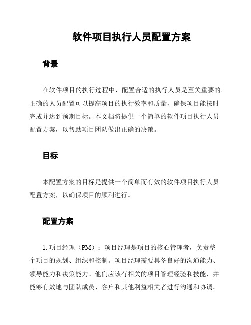 软件项目执行人员配置方案