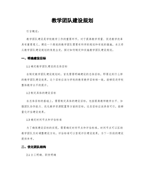 教学团队建设规划