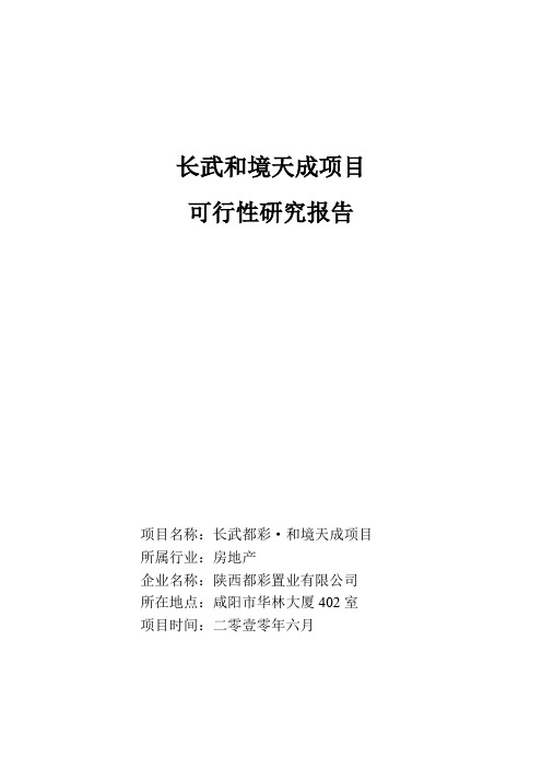长武和境天成项目可行性报告