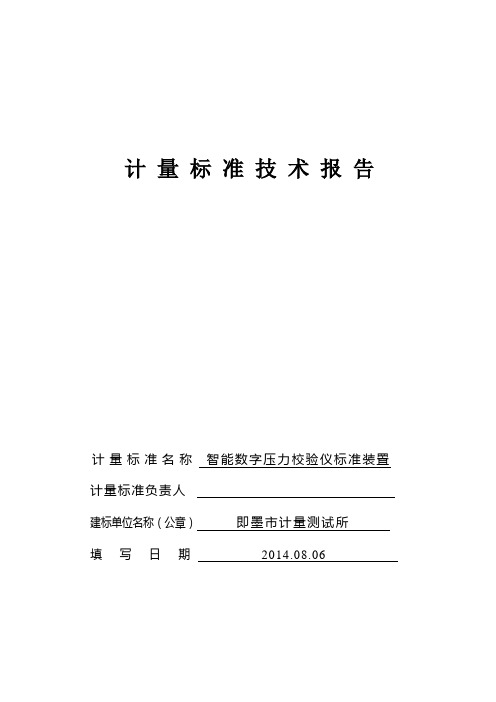 智能数字压力校验仪检定装置技术报告