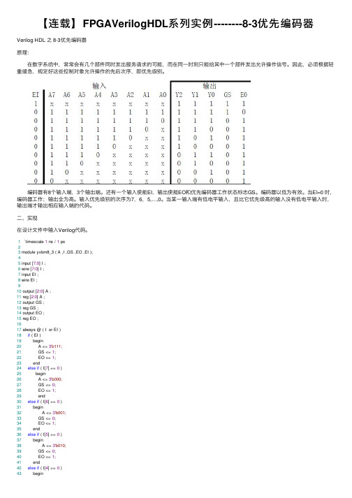 【连载】FPGAVerilogHDL系列实例--------8-3优先编码器