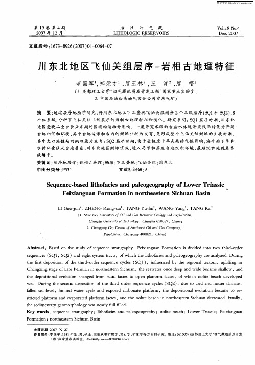 川东北地区飞仙关组层序-岩相古地理特征