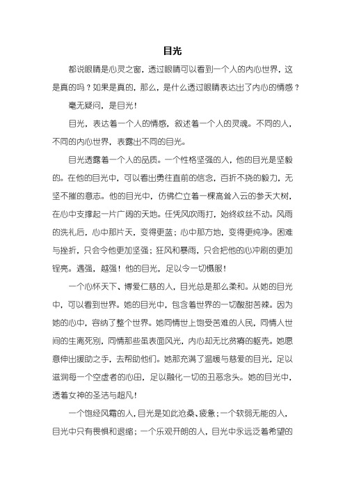 初三作文:目光作文800字