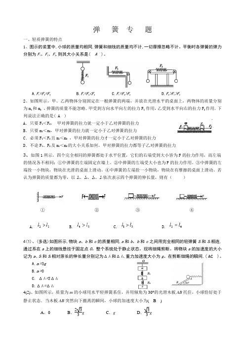 高三物理专题复习弹簧专题