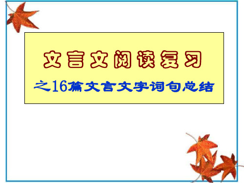 重点：文言文阅读复习之16篇文言文字词句总结