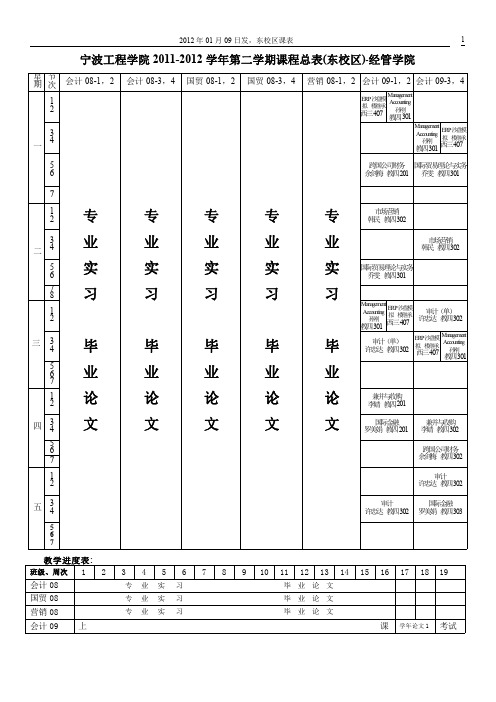 宁波工程学院 11-12(二)东校区课表【2012[1]】