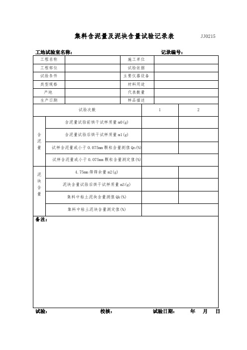 集料含泥量及泥块含量试验记录+报告0215