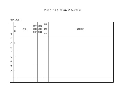 借款人个人征信情况调查意见表