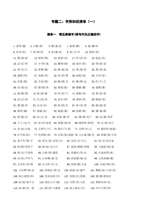 2020届高考语文必背知识点专题02 字形知识清单(一)