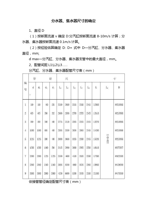 分水器、集水器尺寸的确定