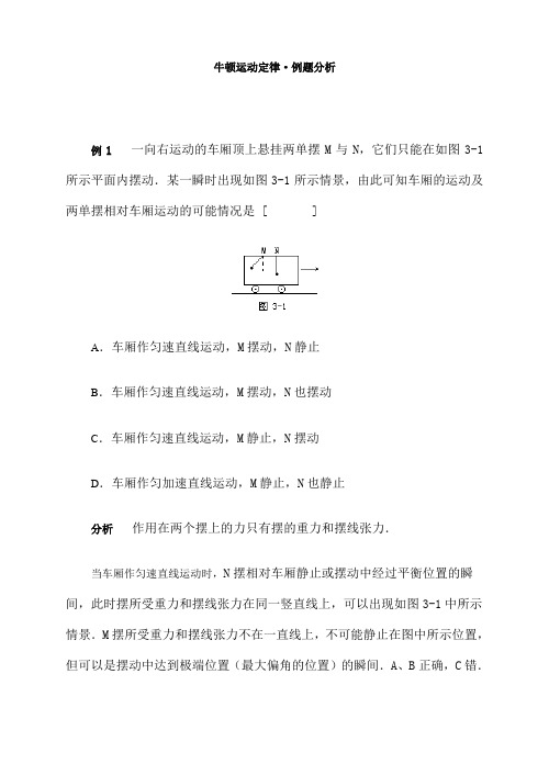 牛顿运动定律例题分析