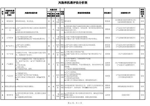 风险和机遇评估分析表