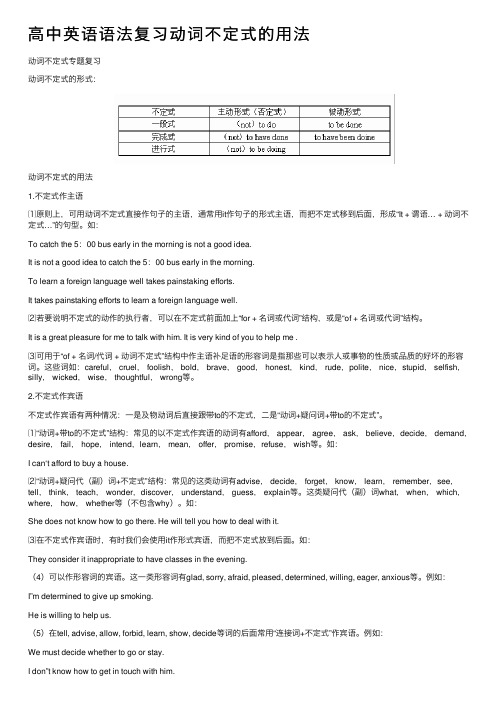 高中英语语法复习动词不定式的用法