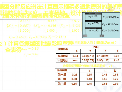 振型反应谱分析法和底部剪力法例题