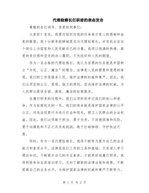 代理检察长任职前的表态发言