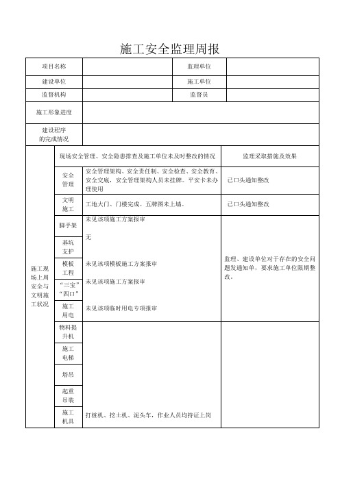 周报范文表格