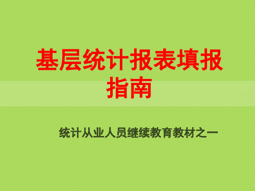 基层统计报表填报PPT课件