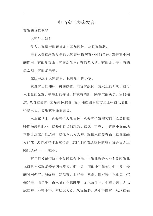 担当实干表态发言